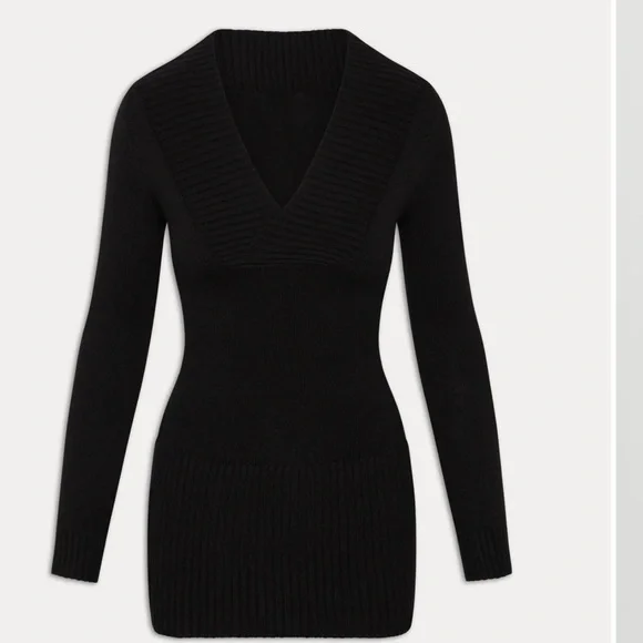 Frankie’s Bikinis Jade Knit Mini Dress LS NWT S Black (OTR0054) - Picture 2 of 8